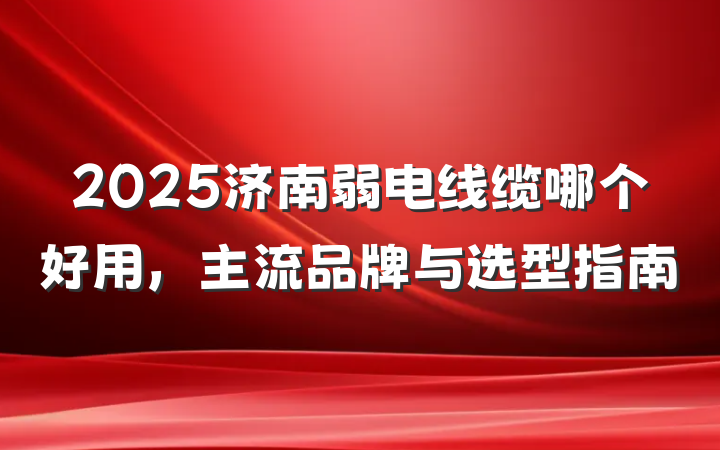 2025济南弱电线缆哪个好用,主流品牌与选型指南