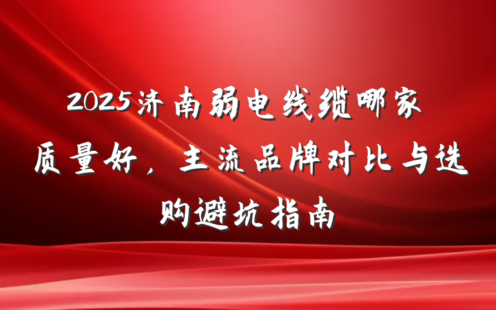 2025济南弱电线缆哪家质量好,主流品牌对比与选购避坑指南