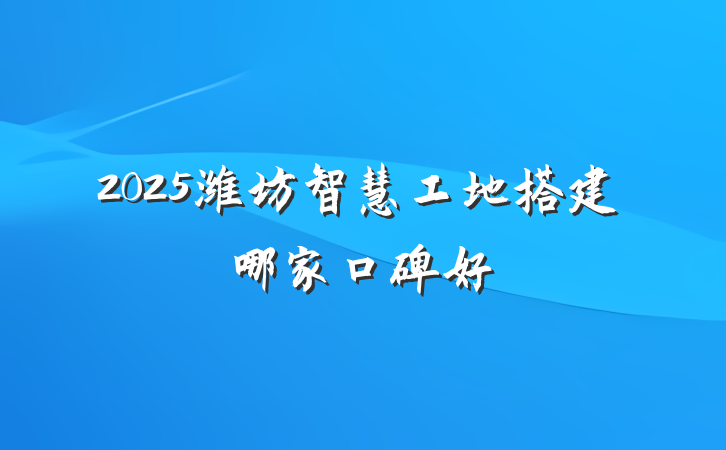 2025潍坊智慧工地搭建哪家口碑好