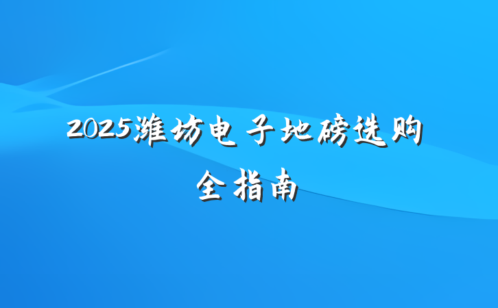 2025潍坊电子地磅选购全指南