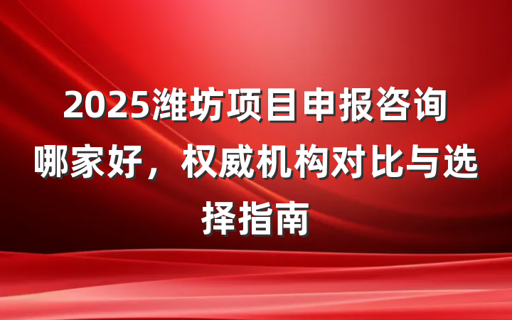 2025潍坊项目申报咨询哪家好,权威机构对比与选择指南