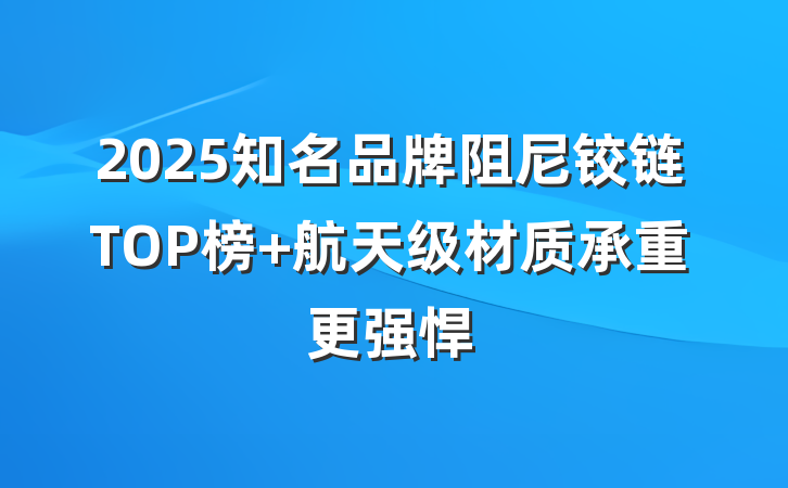 2025知名品牌阻尼铰链TOP榜 航天级材质承重更强悍
