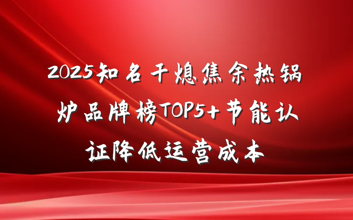 2025知名干熄焦余热锅炉品牌榜TOP5 节能认证降低运营成本