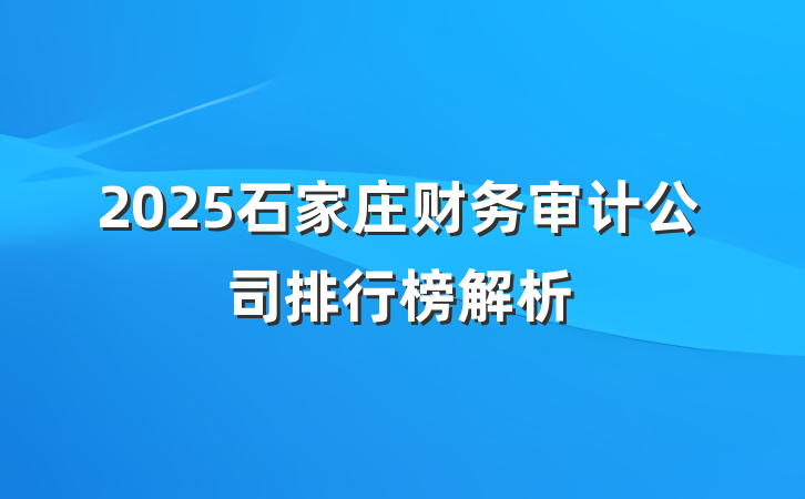 2025石家庄财务审计公司排行榜解析