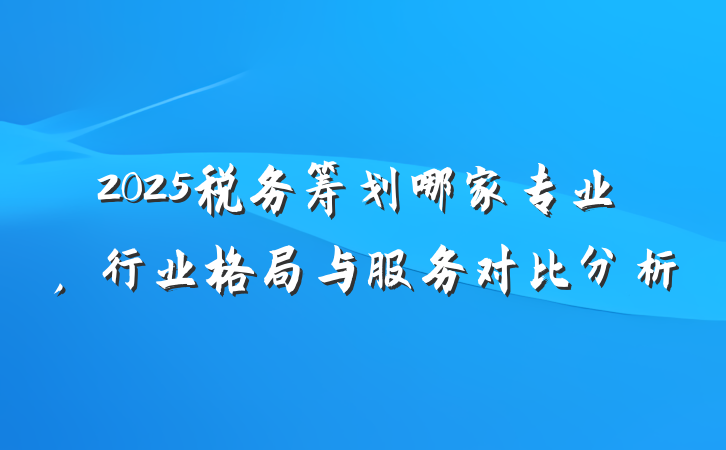 2025税务筹划哪家专业,行业格局与服务对比分析
