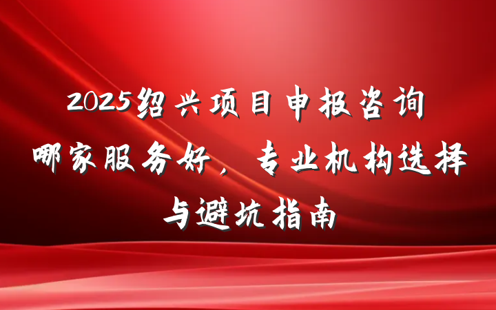 2025绍兴项目申报咨询哪家服务好,专业机构选择与避坑指南