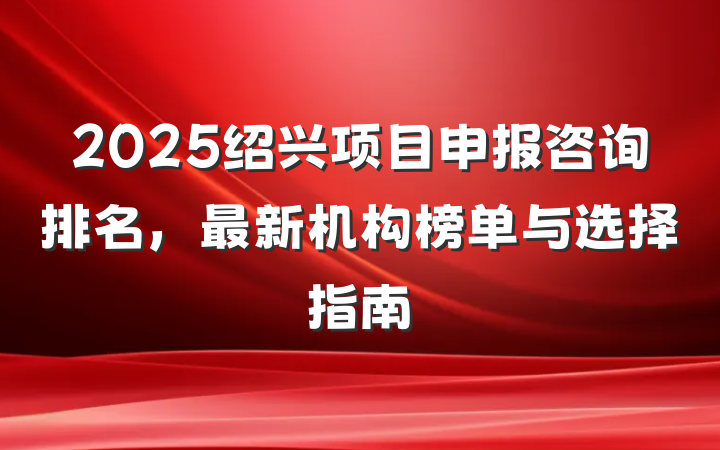 2025绍兴项目申报咨询排名，最新机构榜单与选择指南