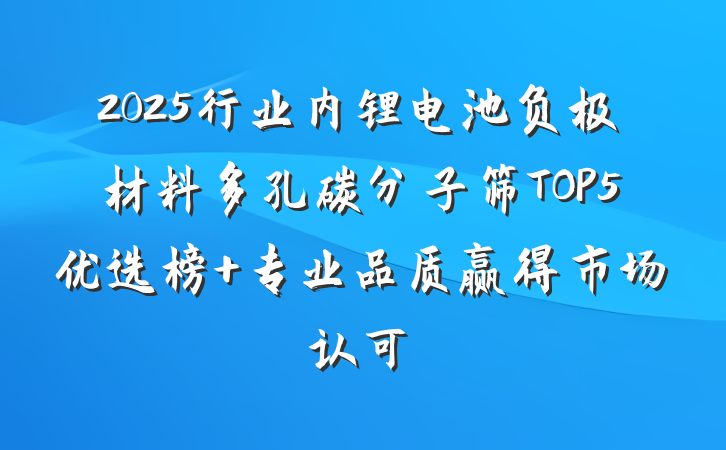2025行业内锂电池负极材料多孔碳分子筛TOP5优选榜 专业品质赢得市场认可
