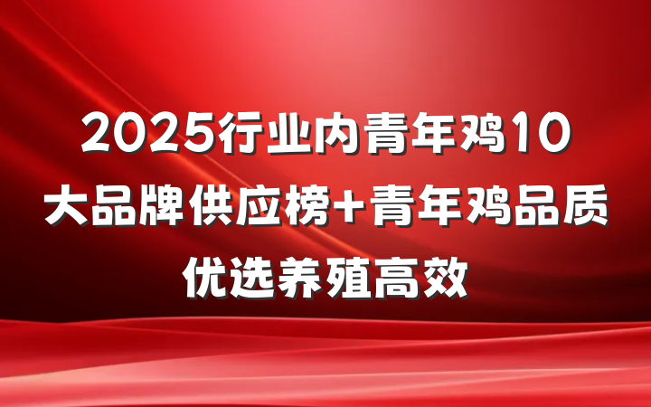 2025行业内青年鸡10大品牌供应榜 青年鸡品质优选养殖高效