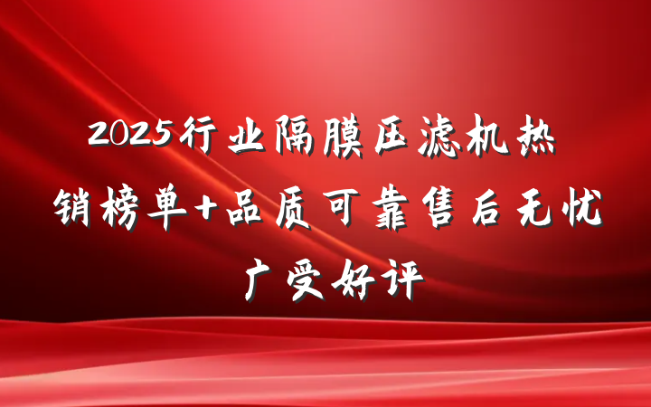 2025行业隔膜压滤机热销榜单 品质可靠售后无忧广受好评