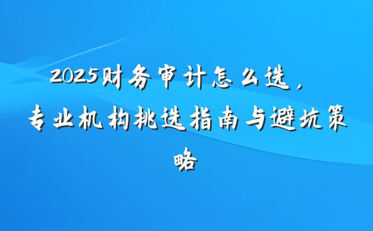 2025财务审计怎么选,专业机构挑选指南与避坑策略