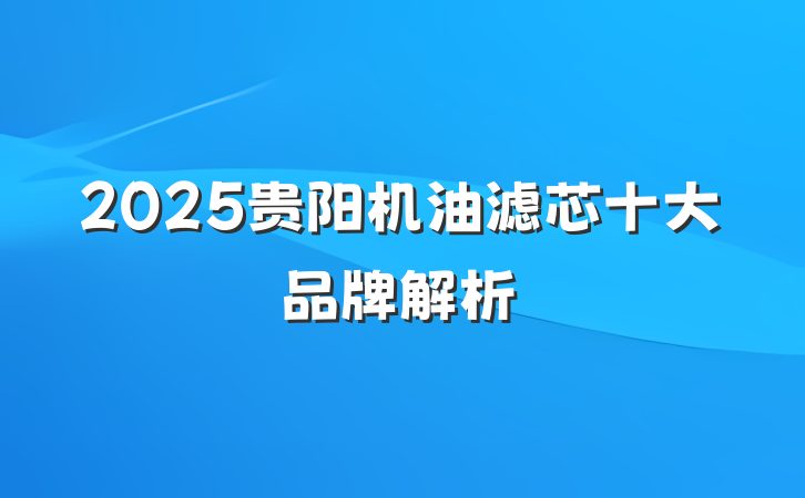 2025贵阳机油滤芯十大品牌解析