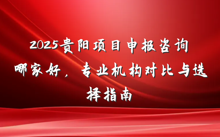 2025贵阳项目申报咨询哪家好，专业机构对比与选择指南