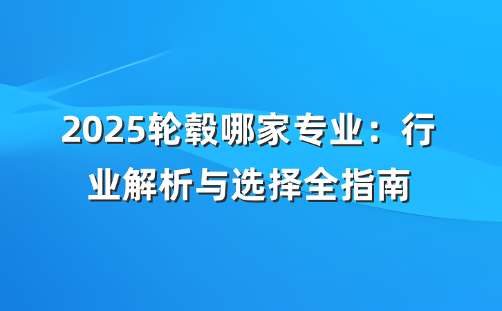 2025轮毂哪家专业：行业解析与选择全指南
