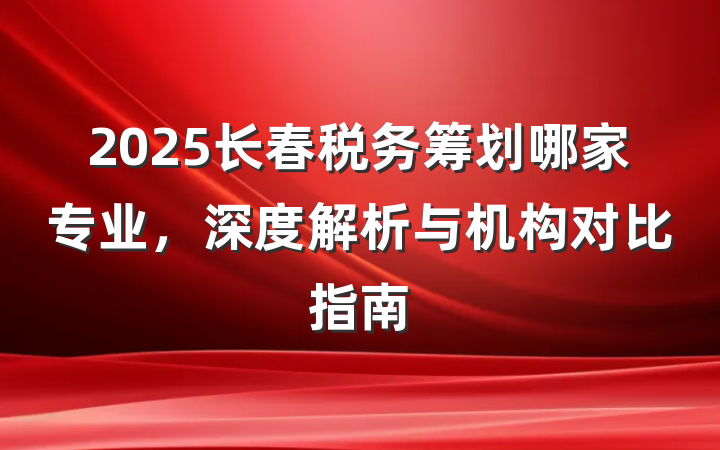 2025长春税务筹划哪家专业,深度解析与机构对比指南