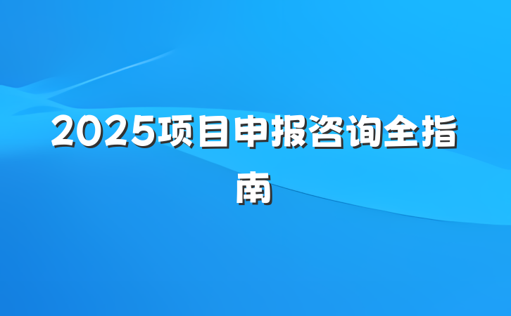 2025项目申报咨询全指南