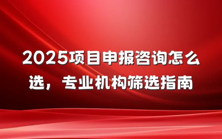 2025项目申报咨询怎么选,专业机构筛选指南