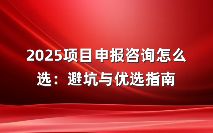 2025项目申报咨询怎么选：避坑与优选指南
