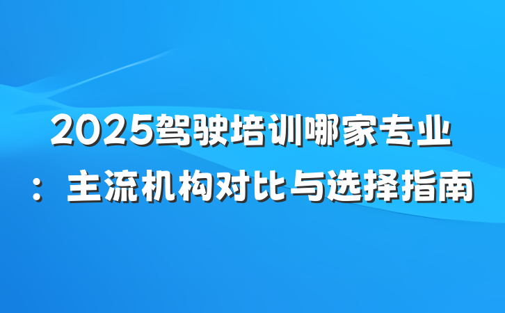 2025驾驶培训哪家专业:主流机构对比与选择指南