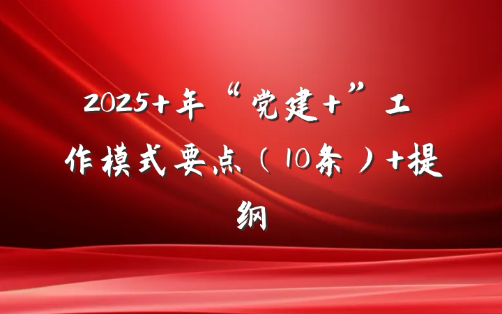 2025 年“党建+”工作模式要点（10条） 提纲