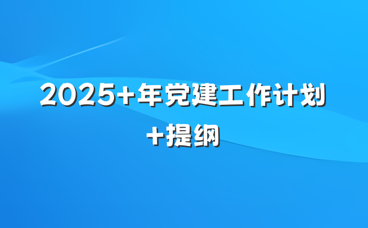 2025 年党建工作计划 提纲