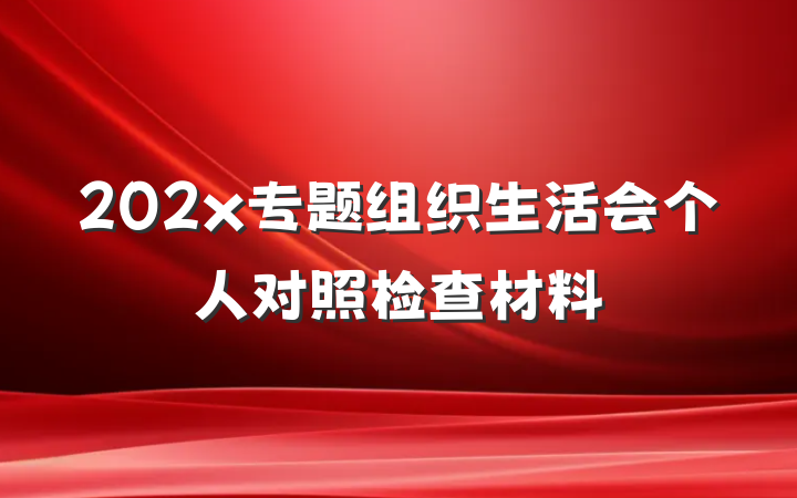 202x专题组织生活会个人对照检查材料