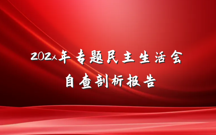202x年专题民主生活会自查剖析报告