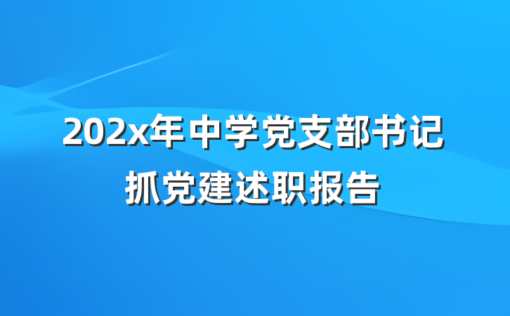 202x年中学党支部书记抓党建述职报告