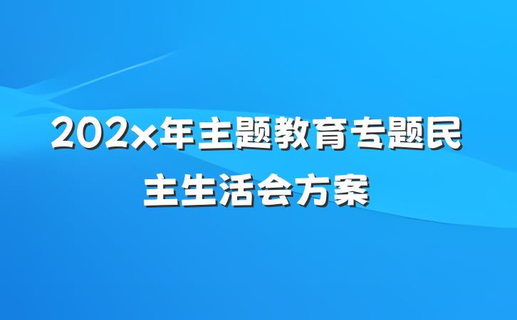 202x年主题教育专题民主生活会方案