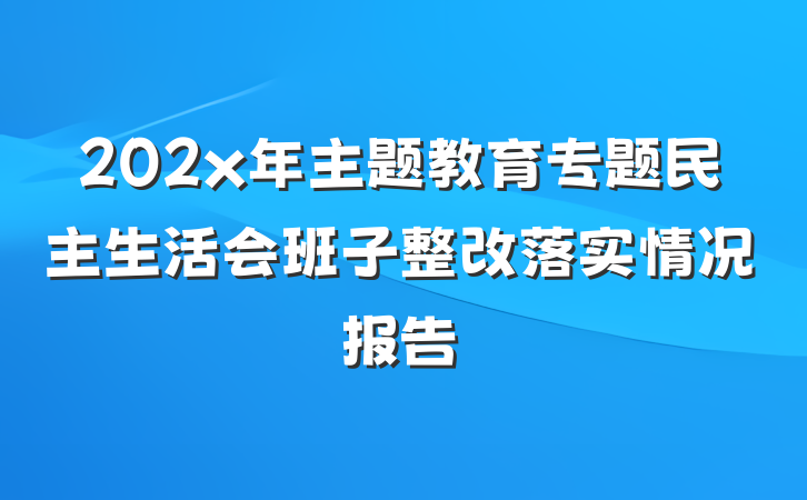 202x年主题教育专题民主生活会班子整改落实情况报告