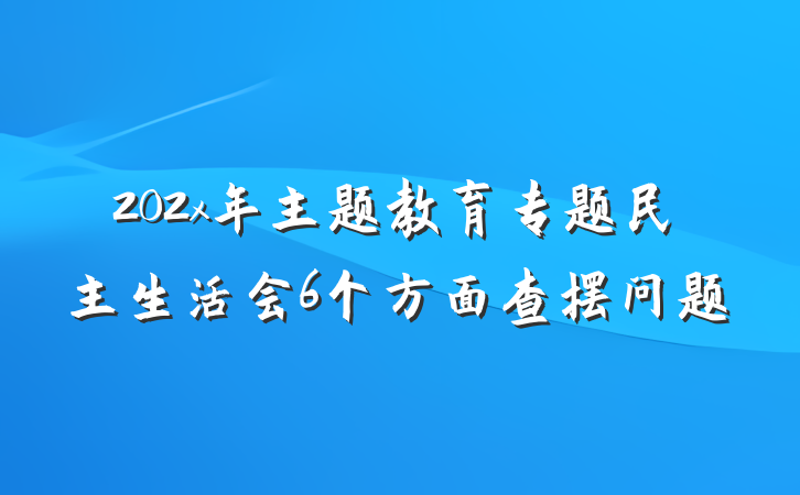 202x年主题教育专题民主生活会6个方面查摆问题