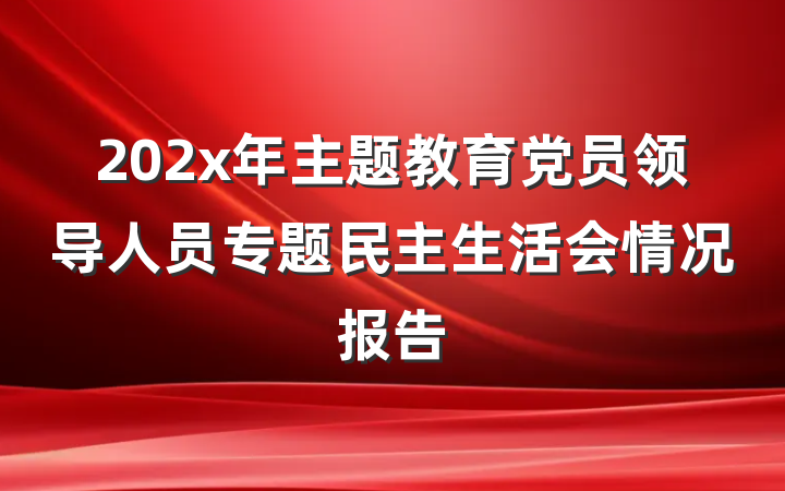 202x年主题教育党员领导人员专题民主生活会情况报告