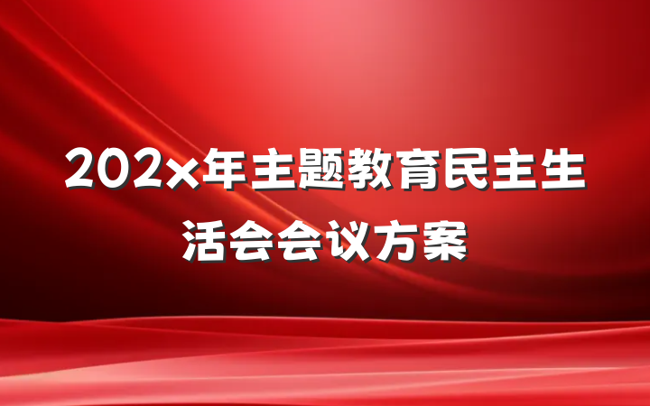 202x年主题教育民主生活会会议方案