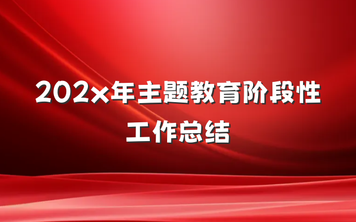 202x年主题教育阶段性工作总结