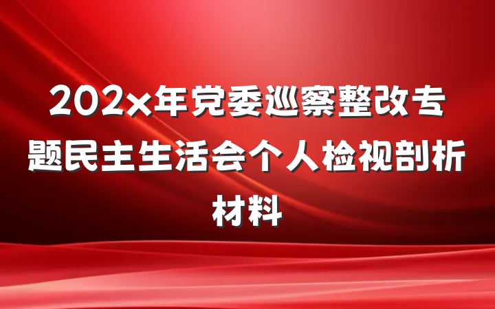 202x年党委巡察整改专题民主生活会个人检视剖析材料