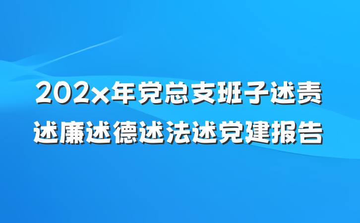 202x年党总支班子述责述廉述德述法述党建报告