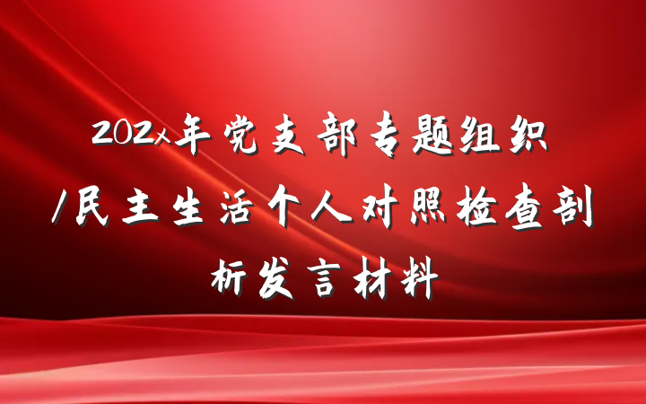 202x年党支部专题组织/民主生活个人对照检查剖析发言材料