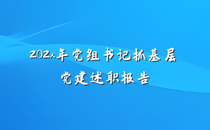 202x年党组书记抓基层党建述职报告