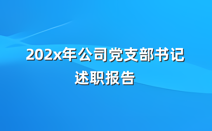 202x年公司党支部书记述职报告