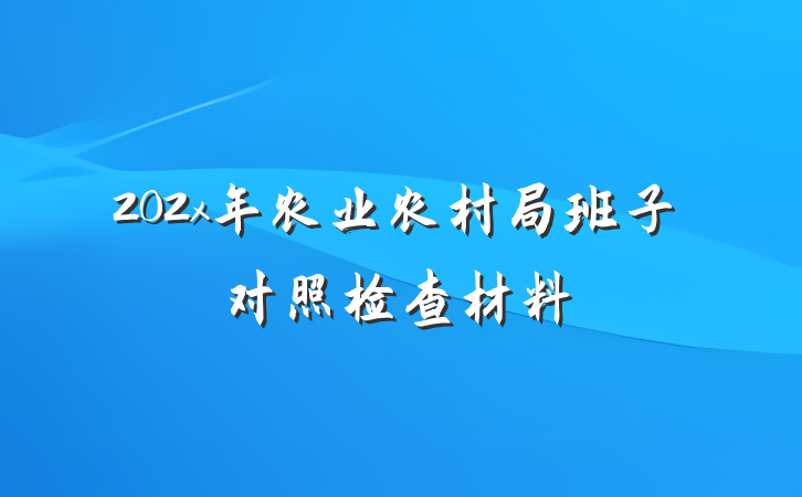 202x年农业农村局班子对照检查材料