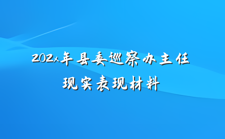 202x年县委巡察办主任现实表现材料
