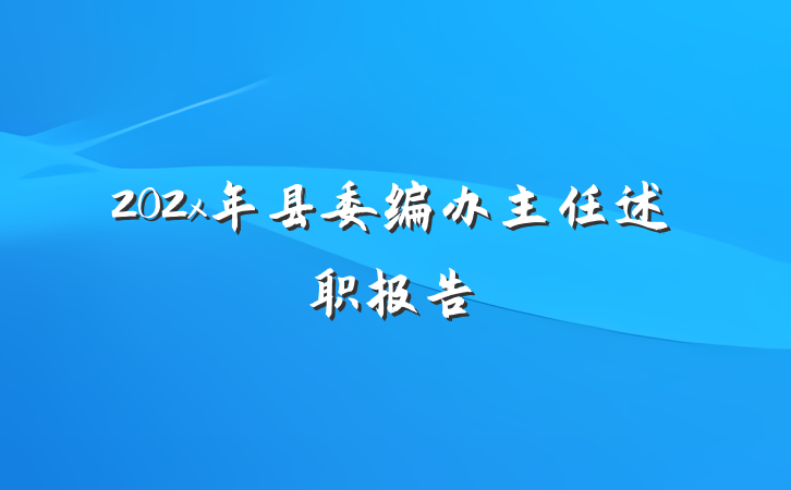 202x年县委编办主任述职报告
