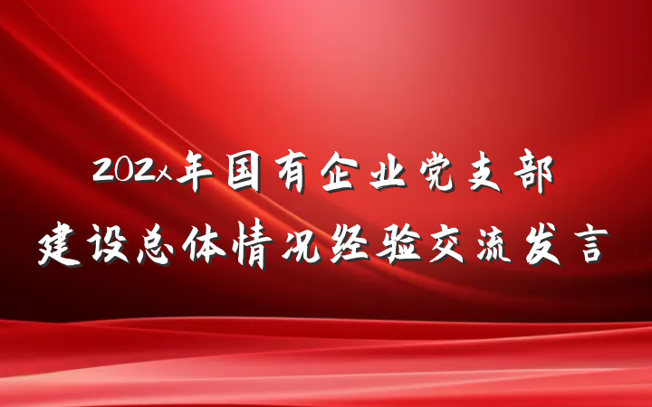 202x年国有企业党支部建设总体情况经验交流发言