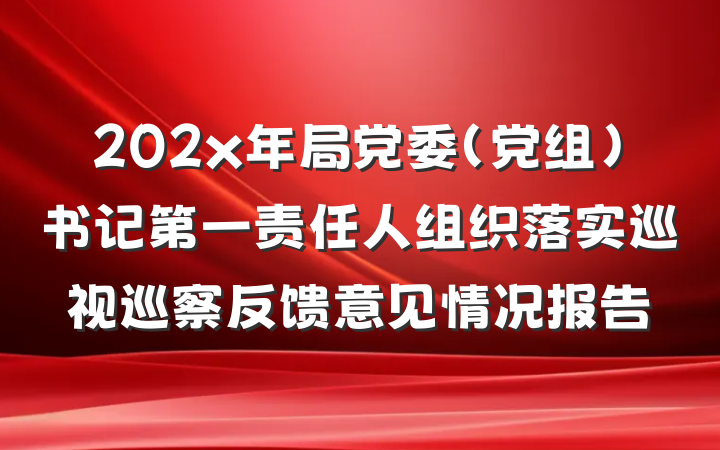 202x年局党委（党组）书记第一责任人组织落实巡视巡察反馈意见情况报告