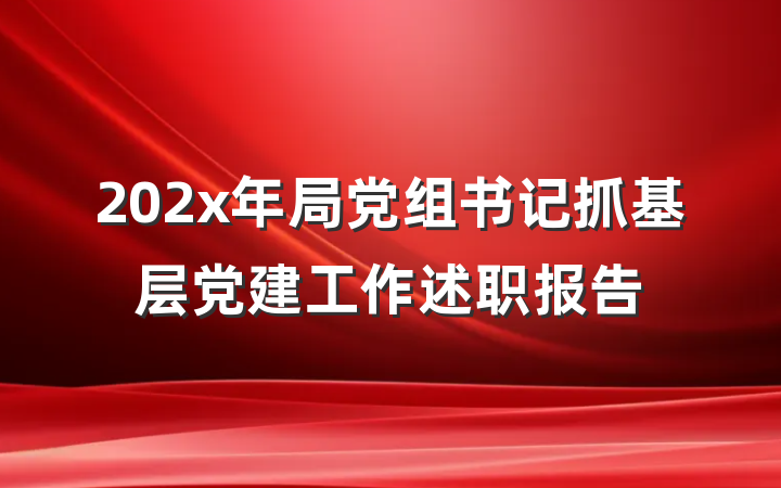 202x年局党组书记抓基层党建工作述职报告