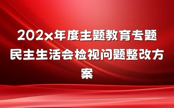202x年度主题教育专题民主生活会检视问题整改方案