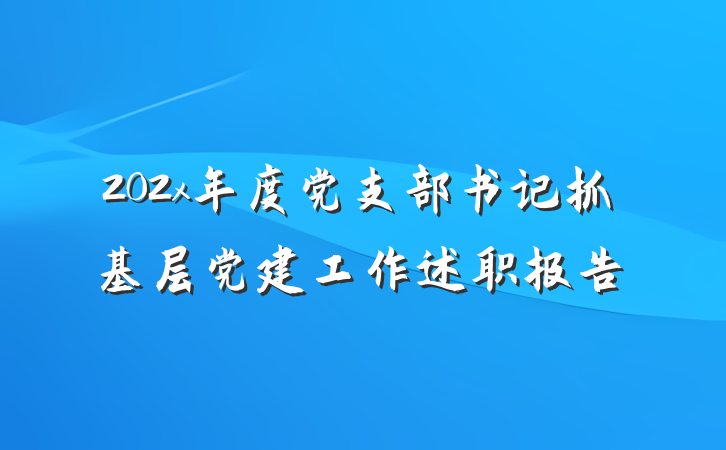 202x年度党支部书记抓基层党建工作述职报告