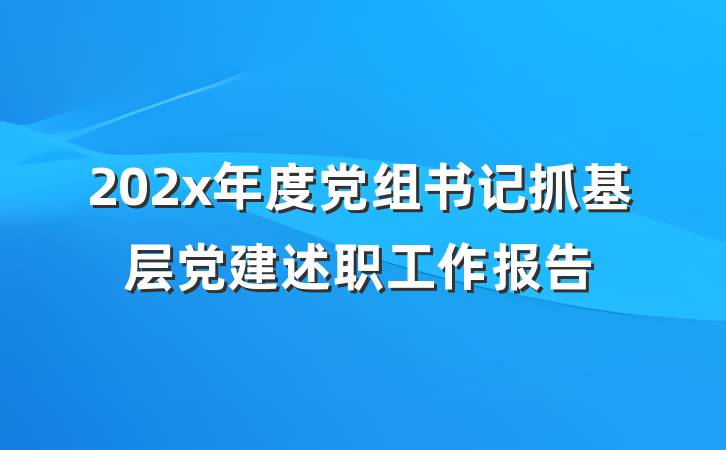 202x年度党组书记抓基层党建述职工作报告