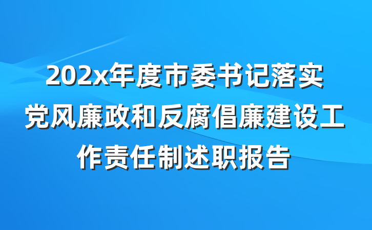 202x年度市委书记落实党风廉政和反腐倡廉建设工作责任制述职报告
