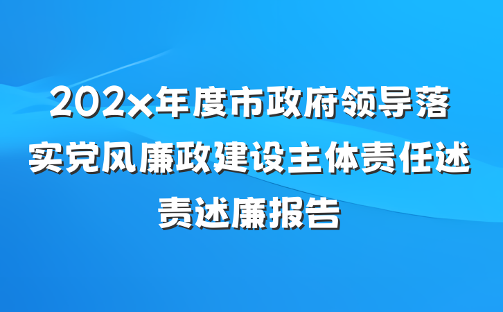 202x年度市政府领导落实党风廉政建设主体责任述责述廉报告